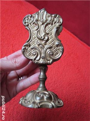 cadou rar Franta 1950 Antique Solid Brass Cigarette Match Holder Depose bronz masiv