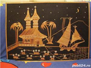 Tablou superb din paie pe panza 55/75cm,inramat-colectie,ieftin  - imagine 4