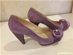 Vand pantofi MOV, combinatie superba de piele intoarsa+lac marimea 39 - imagine 4
