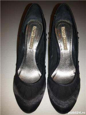 Vand pantofi negri satin+plasa delicata marimea 39 - imagine 2