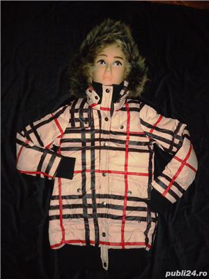 Pufoaica lunga dama gluga detasabila blana vulpe puf gasca 2 buzunare geaca femei - imagine 3