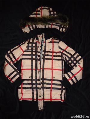 Pufoaica lunga dama gluga detasabila blana vulpe puf gasca 2 buzunare geaca femei - imagine 6