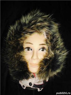 Pufoaica lunga dama gluga detasabila blana vulpe puf gasca 2 buzunare geaca femei - imagine 5