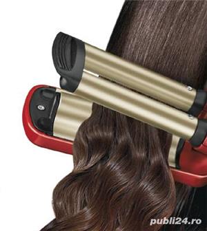 Placa tripla ceramica profesionala Babyliss Wave Envy invelis titaniu antistatic bucle mari profunde - imagine 5