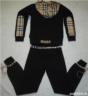 Trening dama negru gluga 100% bumbac costum sport femei - imagine 4