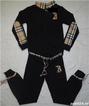 Trening dama negru gluga 100% bumbac costum sport femei - imagine 2