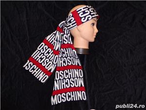 Set 2 in 1 unisex fular + fes dama barbati bleumarin alb rosu negru caciula sal 100% bumbac - imagine 4