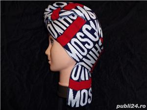 Set 2 in 1 unisex fular + fes dama barbati bleumarin alb rosu negru caciula sal 100% bumbac - imagine 5