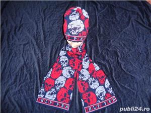 Set 2 in 1 fular fes barbati cranii supradimensionate caciula sal bumbac caciula + sal unisex - imagine 3