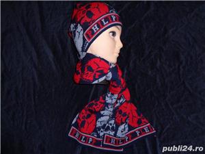 Set 2 in 1 fular fes barbati cranii supradimensionate caciula sal bumbac caciula + sal unisex