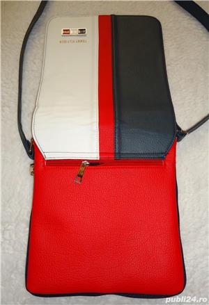 Geanta extensibila umar sold barbati piele ecologica rosie alba bleumarin borseta 4 compartimente - imagine 5