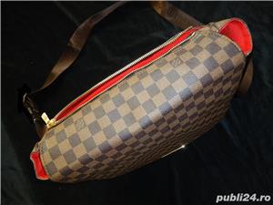 Geanta office crossbody unisex laptop acte imprimeu sah maro 7 compartimente LV - imagine 3