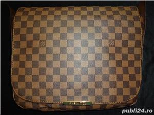 Geanta office crossbody unisex laptop acte imprimeu sah maro 7 compartimente LV