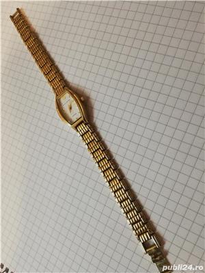 Ceas Pierre Jourdan 24K GOLD Plated Saphire Crystal SWISS - imagine 3