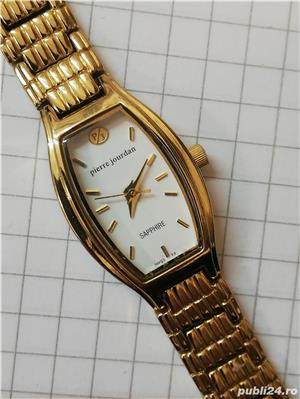 Ceas Pierre Jourdan 24K GOLD Plated Saphire Crystal SWISS