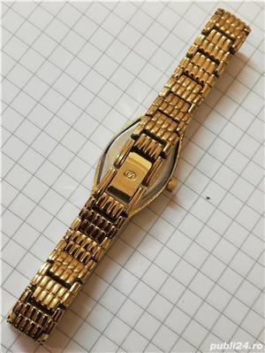 Ceas Pierre Jourdan 24K GOLD Plated Saphire Crystal SWISS - imagine 4