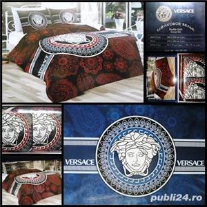 Set lenjerie lux pat dublu matrimonial 6 piese bumbac satinat Home Collection