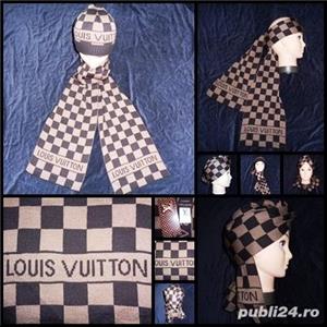 Set unisex fes + fular caciula sal dama barbati 100% bumbac sah maro toamna iarna - imagine 4