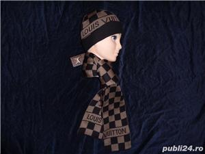 Set unisex fes + fular caciula sal dama barbati 100% bumbac sah maro toamna iarna - imagine 3