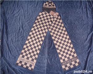 Set unisex fes + fular caciula sal dama barbati 100% bumbac sah maro toamna iarna - imagine 2