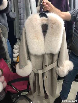 Palton din lana alpaca cu blana naturala - imagine 3