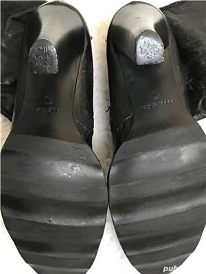 Cizme originale Diesel negre peste genunchi dama piele creponata toc gros 11 cm talpa in valuri - imagine 10