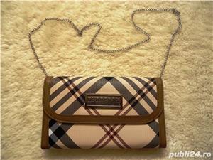 Portofel plic dama lant gunmetal piele ecologica bej nude 13 compartimente - imagine 2