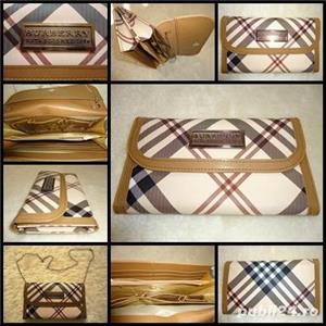 Portofel plic dama lant gunmetal piele ecologica bej nude 13 compartimente - imagine 3