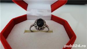inel argint cu  piatra de onix si marcasite