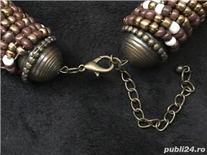 Coliere groase supradimensionate femei pietricele semipretioase accesorii bronz antic - imagine 5