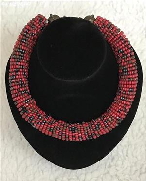 Coliere groase supradimensionate femei pietricele semipretioase accesorii bronz antic - imagine 3