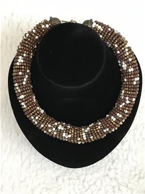 Coliere groase supradimensionate femei pietricele semipretioase accesorii bronz antic - imagine 4