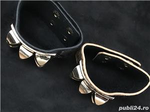 Bratara lata dama piele ecologica snake print maro gri accesorii aurii circumferinta reglabila - imagine 5