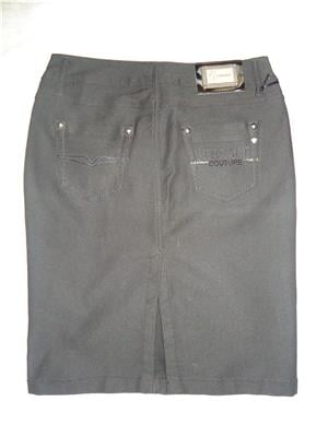 Fusta neagra scurta 27 slitz spate accesorii gunmetal made in Italy - imagine 2