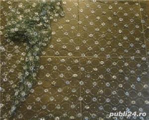 Dantela verde brad cu insertie de fir argintiu - imagine 3