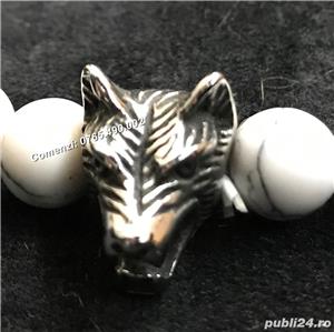 Bratara lux noua unisex lup ochi de tigru howlit inox bratari noi handmade dama barbatesti new  - imagine 3