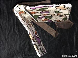 Geanta dubla dama umar sold 3 compartimente piele ecologica Tous print multicolor borseta crossbody  - imagine 4