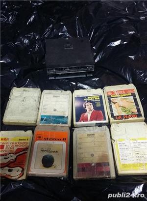 Casetofon auto antic cu 8 casete,casetofon retro de colectie cu casete originale=rare