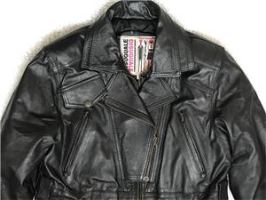 Geaca neagra dama piele naturala 2 gulere 4 buzunare matlasata iarna haina femei originala Italia