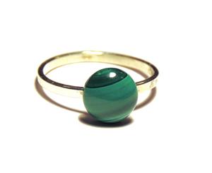 Inel delicat si cercei verzi cu surub din Argint 925 si Malachit natural rotund - IN476, CE476 - imagine 2