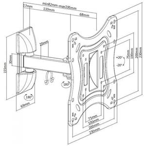 suport TV intre 13"- 49" inch, 33-125cm,  reglabil - imagine 3