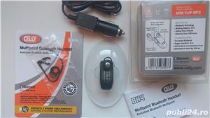 casca bluetooth handsfree dispozitiv maini libere cu incarcator auto moto taxi - imagine 3