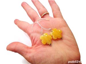 Cercei mari din Argint 925 si Agate galbene - CE738 - cercei galbeni, cercei lungi, cercei floare