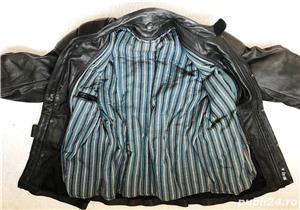 Geaca lunga neagra barbati piele rocker strada moto biker motor chopper aviator pilot haina - imagine 5