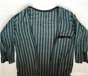 Geaca lunga neagra barbati piele rocker strada moto biker motor chopper aviator pilot haina - imagine 7