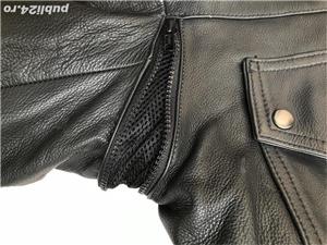 Geaca lunga neagra barbati piele rocker strada moto biker motor chopper aviator pilot haina - imagine 9