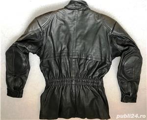 Geaca lunga neagra barbati piele rocker strada moto biker motor chopper aviator pilot haina - imagine 6