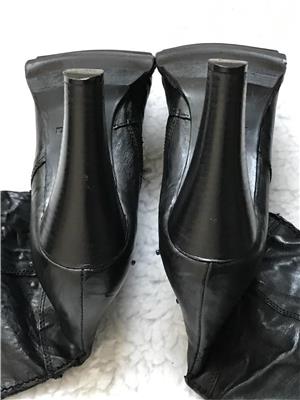 Cizme originale Diesel negre peste genunchi dama piele creponata toc gros 11 cm talpa in valuri - imagine 8