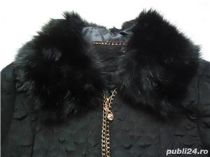 Jacheta matlasata dama crem neagra lant imbracat in tul guler blana ecologica sacou bleizer femei - imagine 5