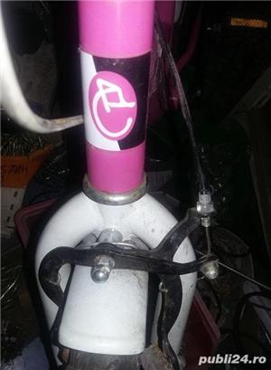 Bicicleta copii 14" JUNIOR J1402A, cadru otel, culoare roz / alb, roti ajutatoare, varsta 3-5 ani - imagine 3